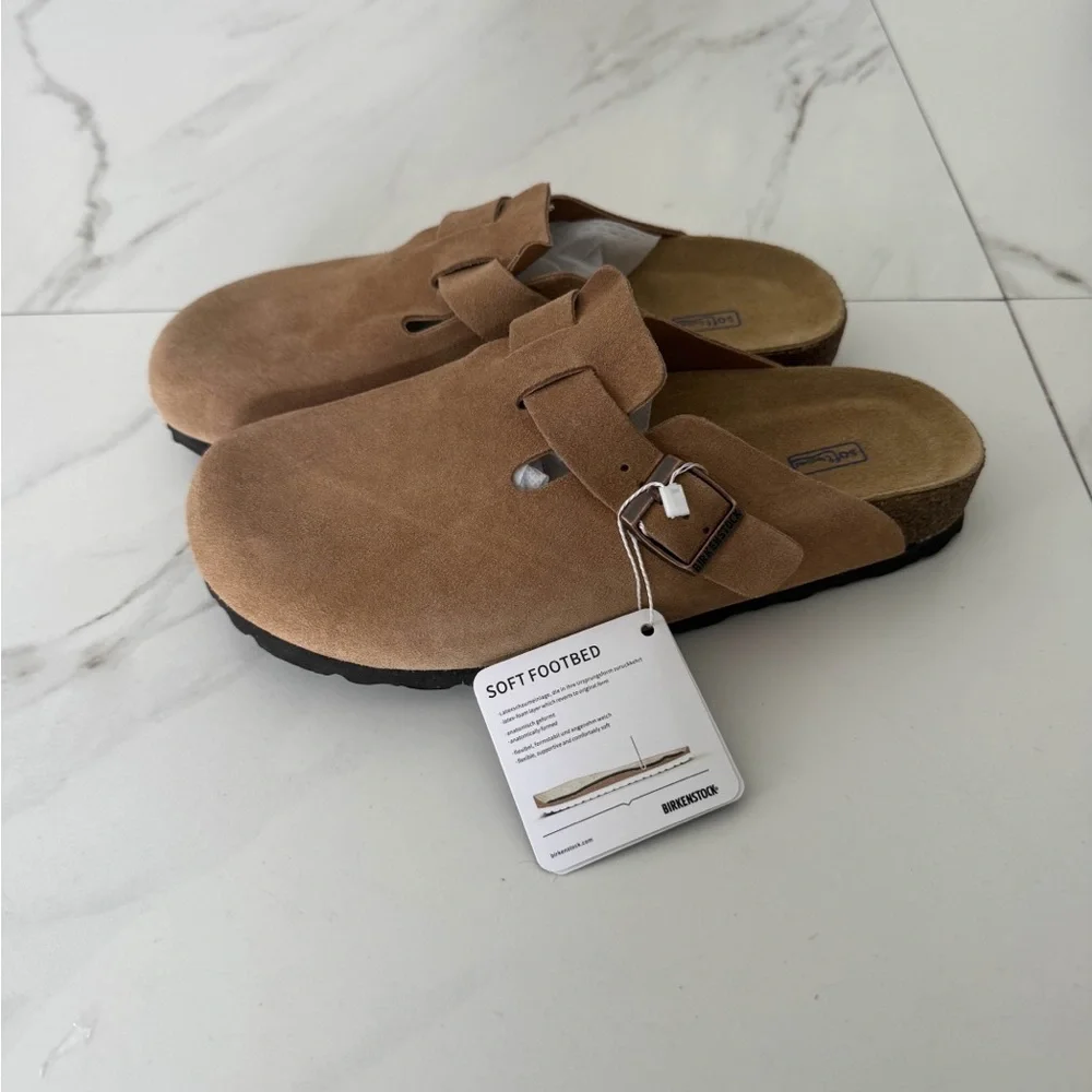 Birkenstock Boston Clog Light Brown Suede Women’s Size 38 - Picture 2 of 4